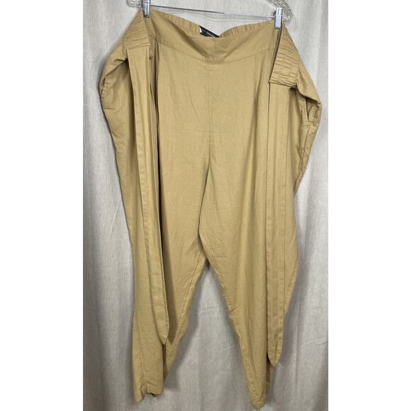 Who What Wear NWT Women’s 4X Trousers Natural Waist Linen Blend Tan 27" Inseam - Picture 1 of 6